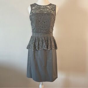 Lace Peplum Sleeveless Midi Dress Gray Tevolio Women’s Size 4 NEW